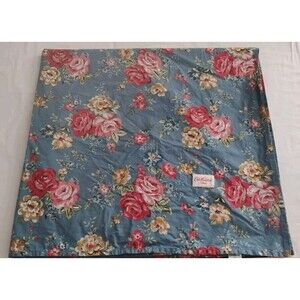 Cath Kidston London King Flat Sheet Pembroke Rose Blue 100% Cotton EUC Rare